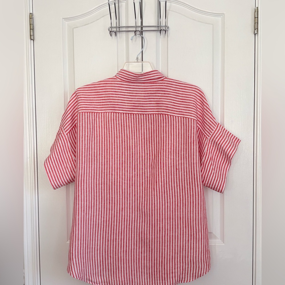 Lauren Ralph Lauren Red and White Striped Button-Up Blouse - Picture 5 of 7